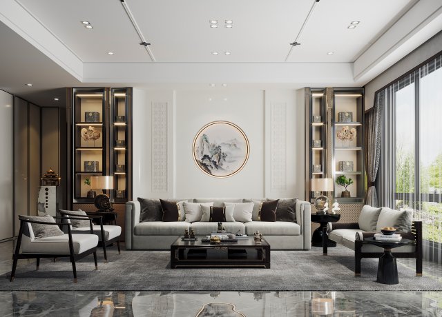 modern living room 3D Model .c4d .max .obj .3ds .fbx .stl .blend 