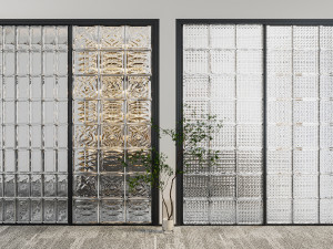 modern glass partition door Modelo 3D
