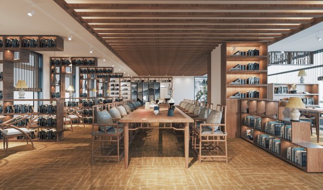 modern bookstore Modelo 3D .c4d .max .obj .3ds .fbx .stl .blend 
