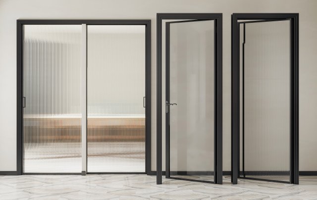 modern glass partition door 3D Model .c4d .max .obj .3ds .fbx .stl .blend 