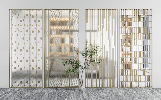 modern screen partition door Model 3D .c4d .max .obj .3ds .fbx .stl .blend 