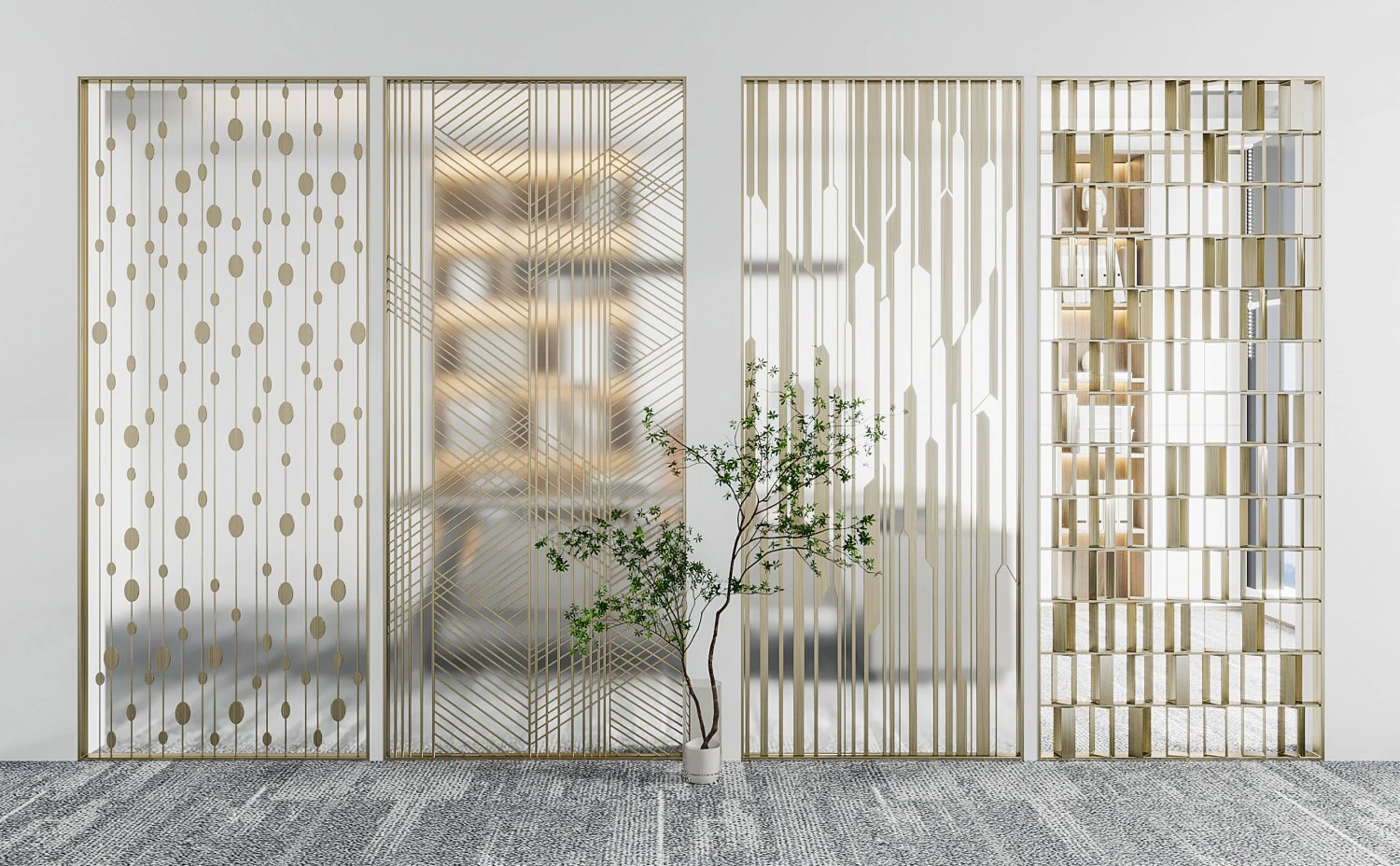 modern screen partition door 3D Model .c4d .max .obj .3ds .fbx .stl .blend 