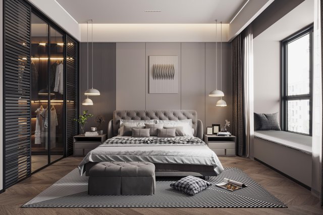 modern bedroom 3D Model .c4d .max .obj .3ds .fbx .stl .blend 