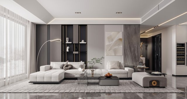 modern living room Modèle 3D .c4d .max .obj .3ds .fbx .stl .blend 