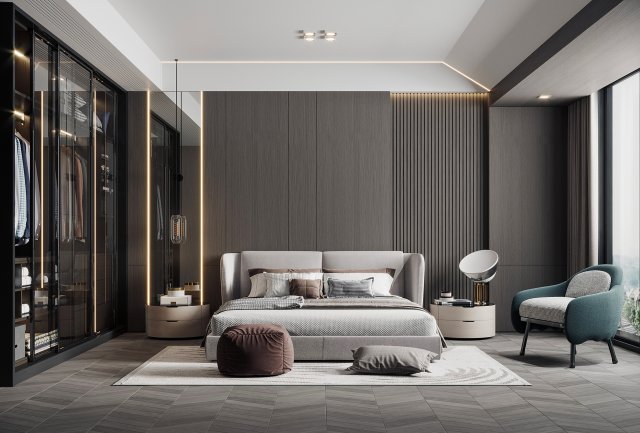 modern bedroom Modelo 3D .c4d .max .obj .3ds .fbx .stl .blend 