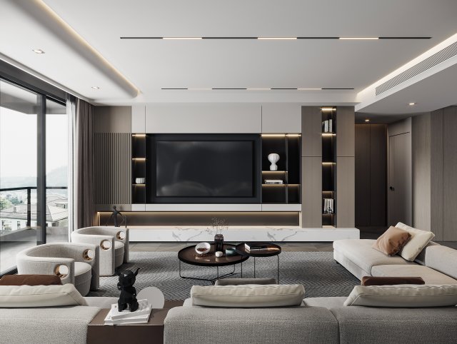 modern living room 3D मॉडल .c4d .max .obj .3ds .fbx .stl .blend