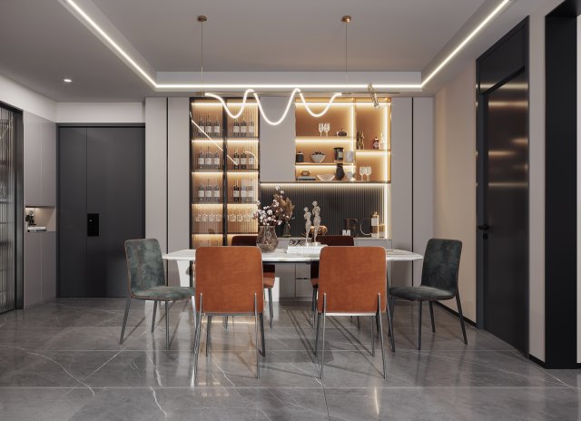 modern restaurant Model 3D .c4d .max .obj .3ds .fbx .stl .blend 