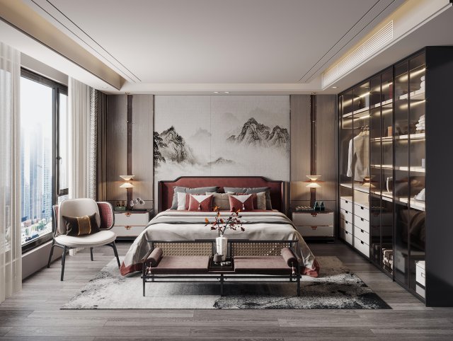 modern bedroom 3D Model .c4d .max .obj .3ds .fbx .stl .blend 