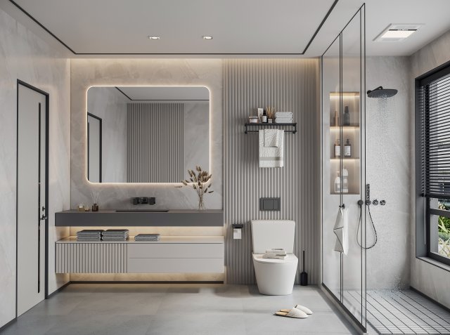 modern toilet bathroom 3D Модель .c4d .max .obj .3ds .fbx .stl .blend 