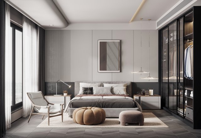 modern bedroom 3D 모델 .c4d .max .obj .3ds .fbx .stl .blend 
