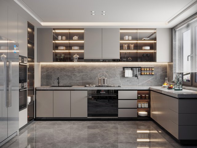 modern kitchen 3D Model .c4d .max .obj .3ds .fbx .stl .blend