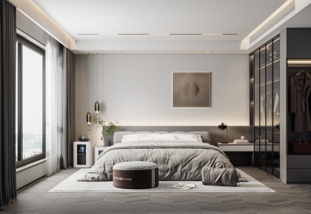 modern bedroom 3D Modell .c4d .max .obj .3ds .fbx .stl .blend