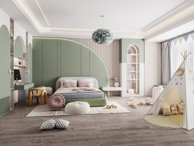 modern children room bedroom Modelo 3D .c4d .max .obj .3ds .fbx .stl .blend 