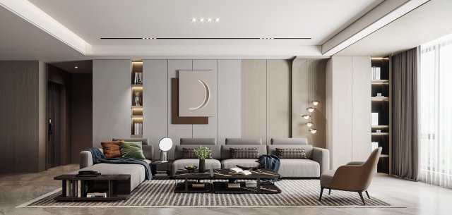 modern living room 3Dモデル .c4d .max .obj .3ds .fbx .stl .blend 