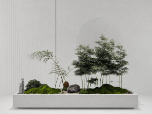 modern potted landscape plants Modèle 3D