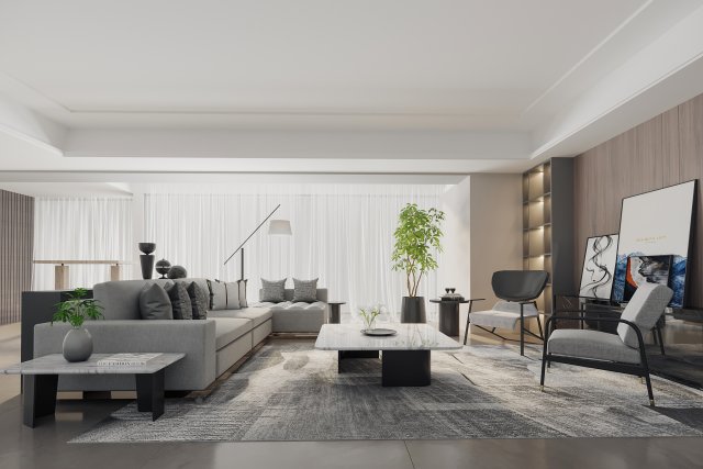 modern living room Modello 3D .c4d .max .obj .3ds .fbx .stl .blend