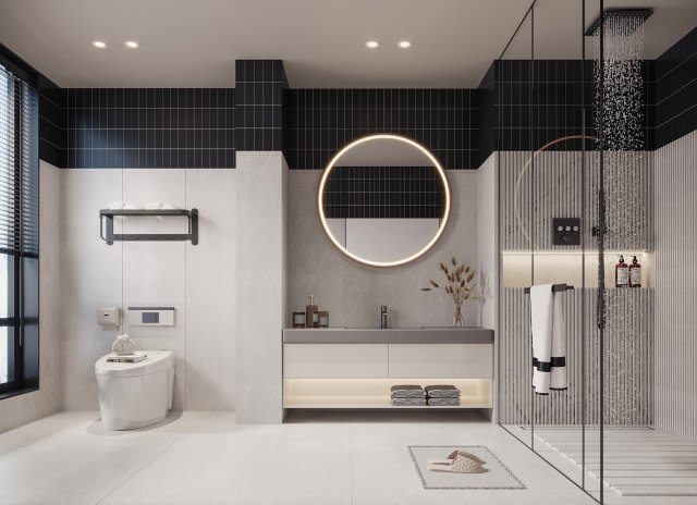 modern bathroom 3D 模型 .c4d .max .obj .3ds .fbx .stl .blend