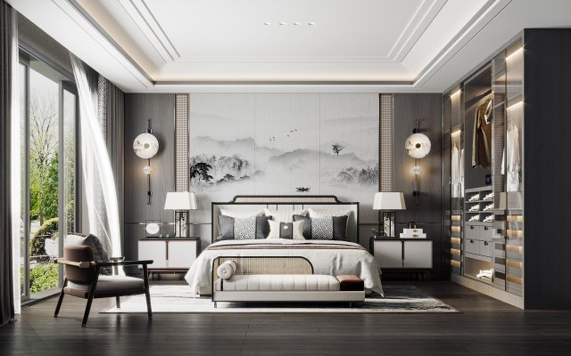 modern bedroom Modelo 3D .c4d .max .obj .3ds .fbx .stl .blend 