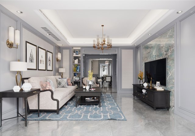 american living room Modelo 3D .c4d .max .obj .3ds .fbx .stl .blend 