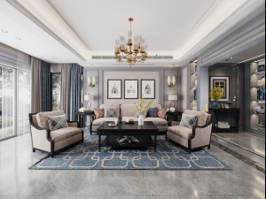 american living room Modelo 3D