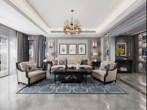 american living room 3D Model
