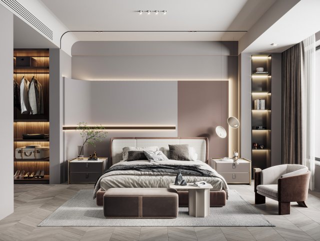 modern bedroom 3D Модель .c4d .max .obj .3ds .fbx .stl .blend 