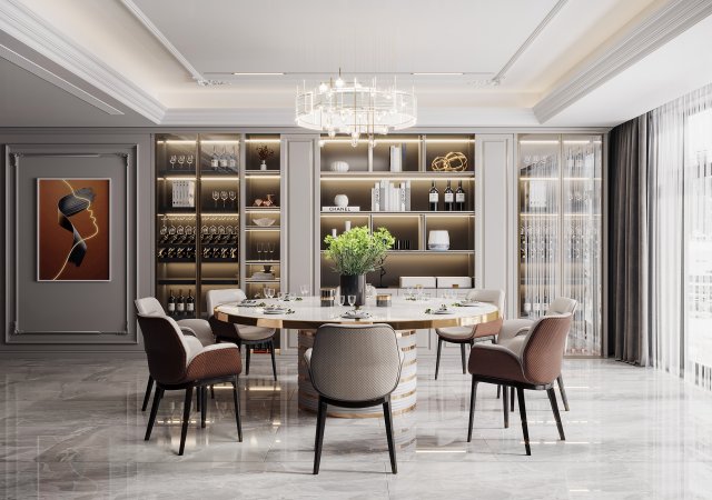 european restaurant 3D 模型 .c4d .max .obj .3ds .fbx .stl .blend 