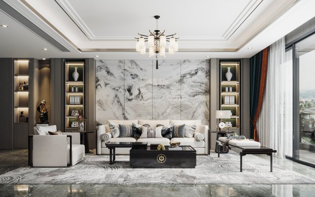 modern living room 3D Модель .c4d .max .obj .3ds .fbx .stl .blend 