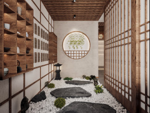 modern restaurant aisle 3D Model
