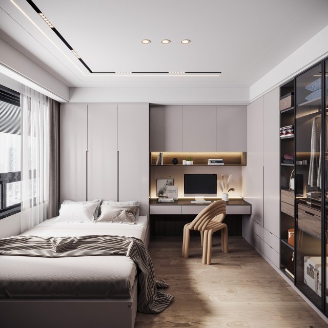 modern bedroom 3D 모델 .c4d .max .obj .3ds .fbx .stl .blend 