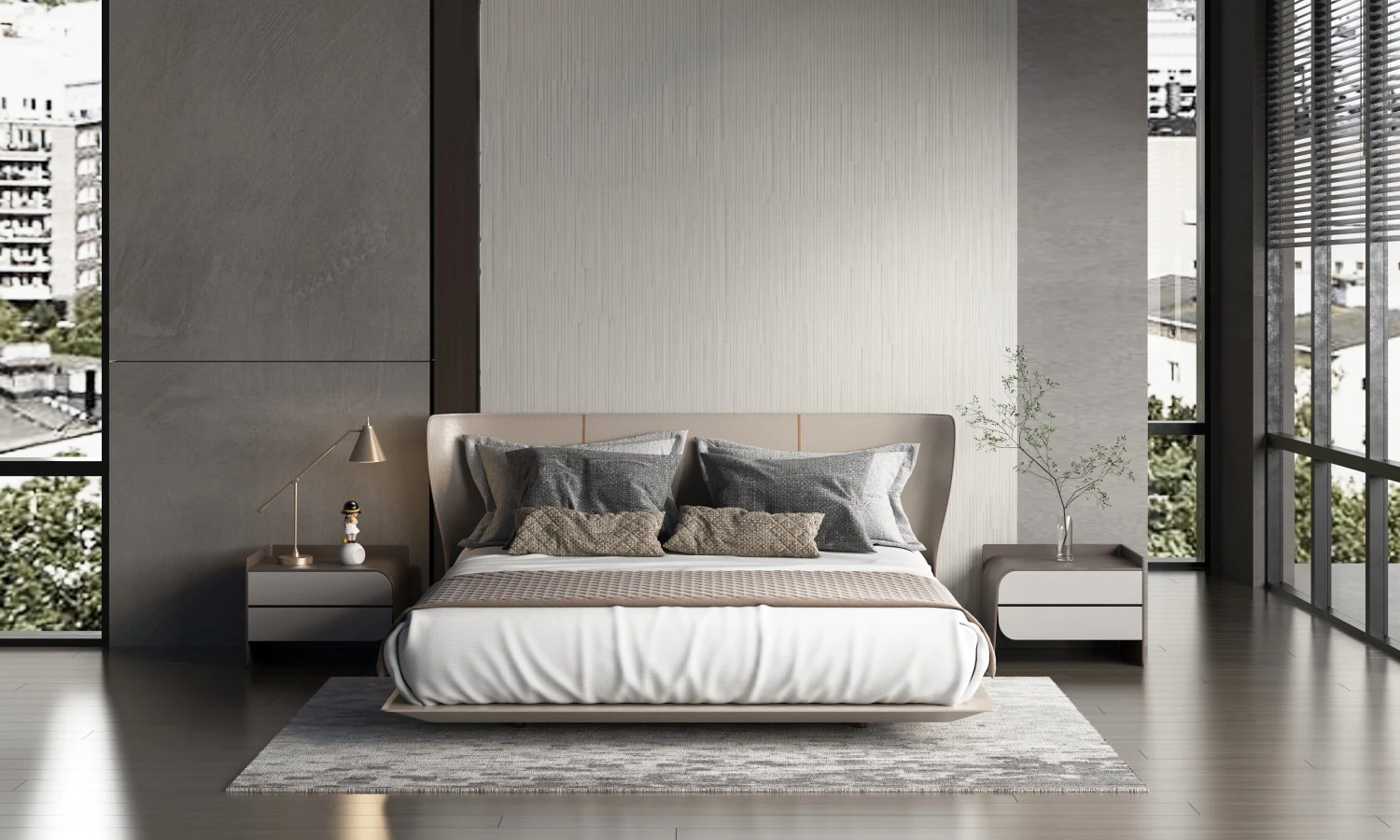 modern double bed 3D Model .c4d .max .obj .3ds .fbx .stl .blend 