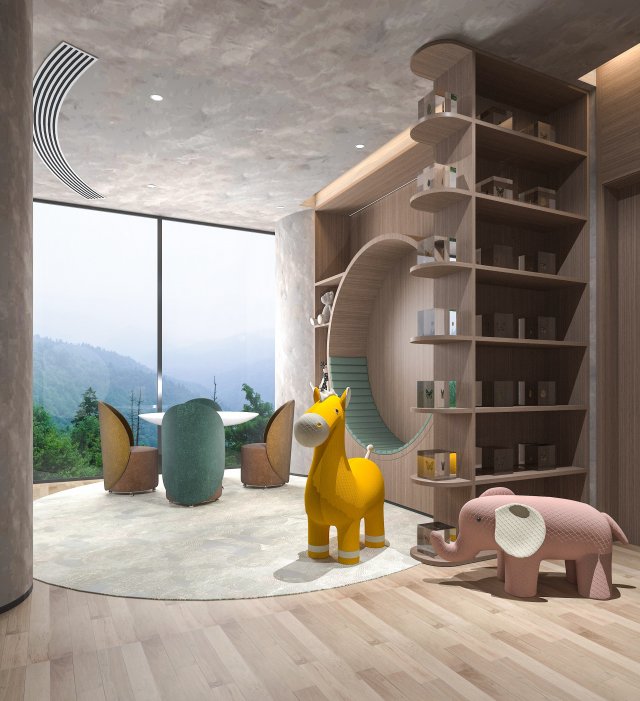children entertainment area of modern sales office Modèle 3D .c4d .max .obj .3ds .fbx .stl .blend 