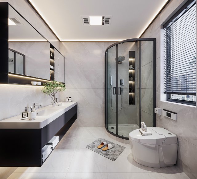 modern bathroom Model 3D .c4d .max .obj .3ds .fbx .stl .blend 