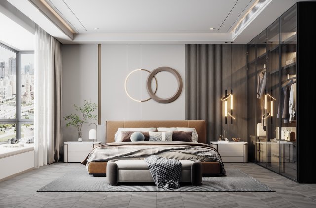 Modern bedroom 3D 模型 .c4d .max .obj .3ds .fbx .stl .blend 