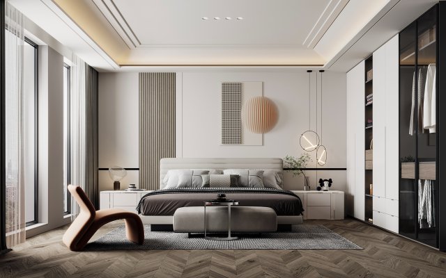 Modern bedroom Modelo 3D .c4d .max .obj .3ds .fbx .stl .blend 