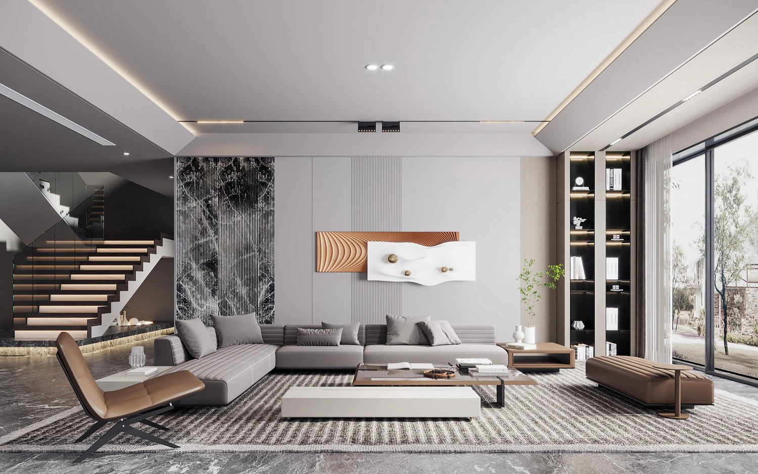 Modern living room 3D Model .c4d .max .obj .3ds .fbx .stl .blend 