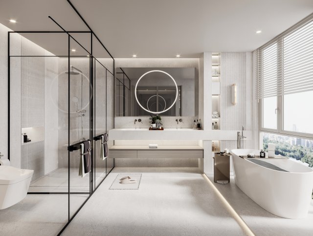 Modern bathroom 3D Модель .c4d .max .obj .3ds .fbx .stl .blend