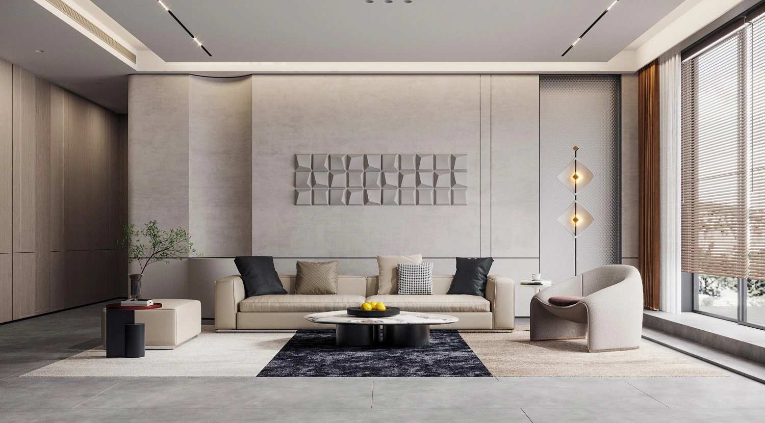 Modern living room 3D Model .c4d .max .obj .3ds .fbx .stl .blend 