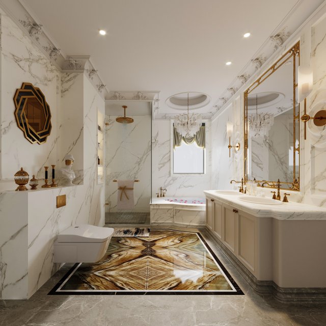 European bathroom 3D Model .c4d .max .obj .3ds .fbx .stl .blend 