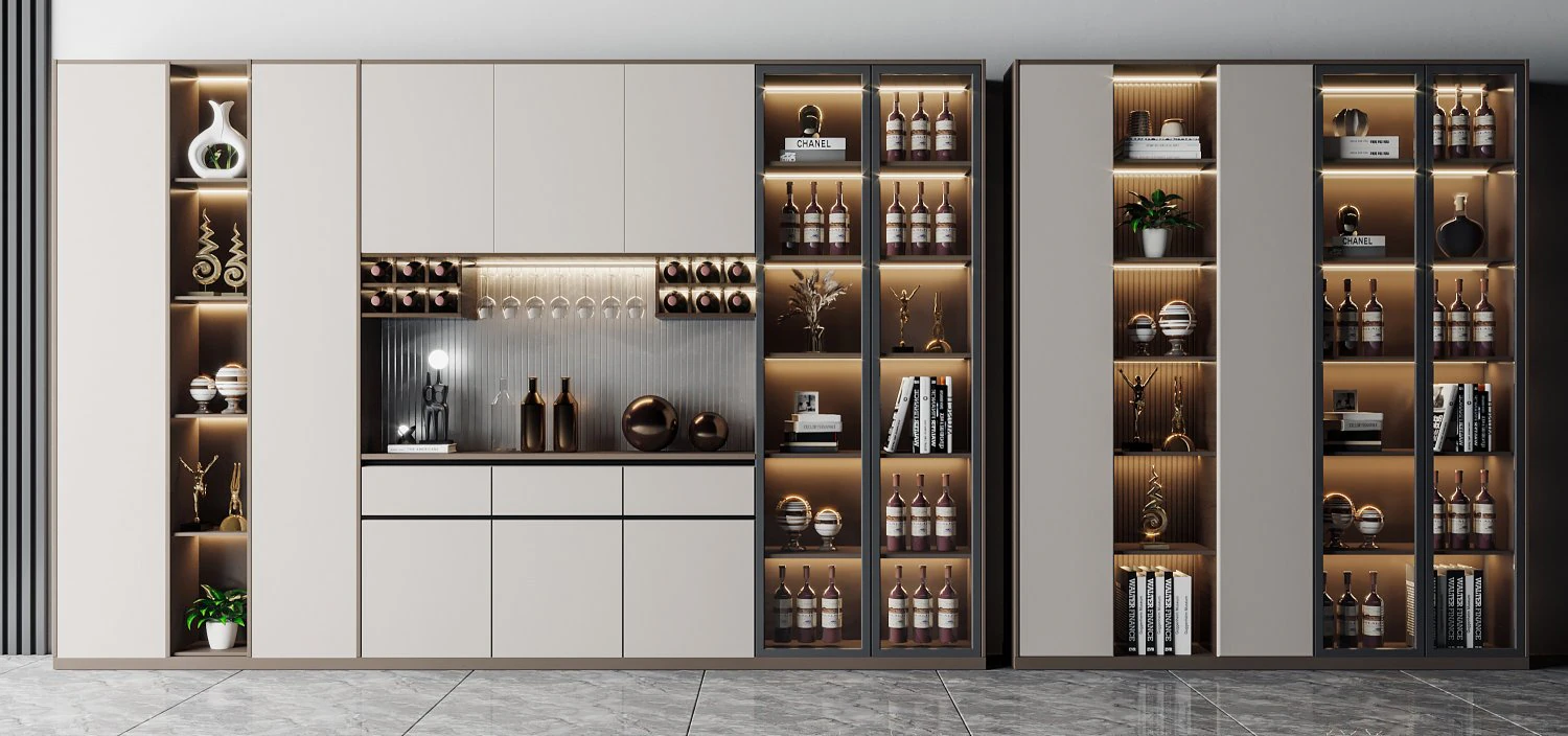 Modern wine cabinet 3D Model .c4d .max .obj .3ds .fbx .stl .blend 