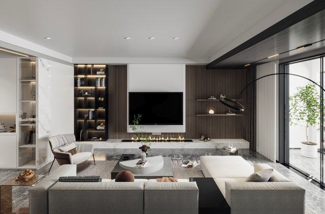 Modern living room Modèle 3D .c4d .max .obj .3ds .fbx .stl .blend 