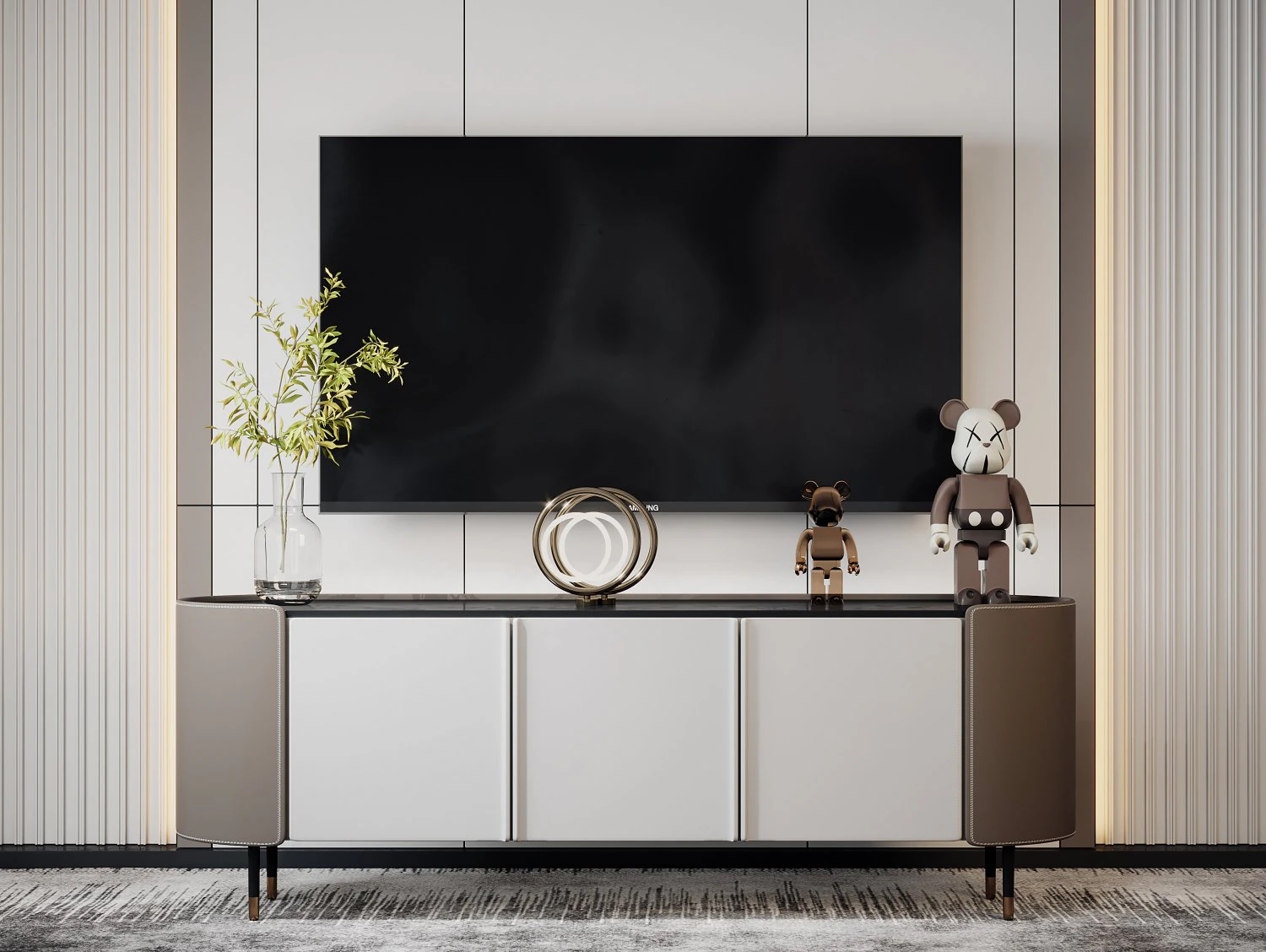 Modern TV cabinet 3D Model .c4d .max .obj .3ds .fbx .stl .blend
