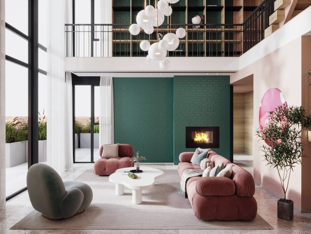 Modern living room 3D 模型 .c4d .max .obj .3ds .fbx .stl .blend 