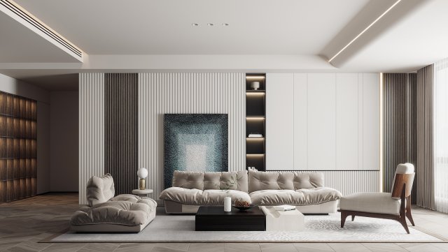 Modern living room 3D Model .c4d .max .obj .3ds .fbx .stl .blend