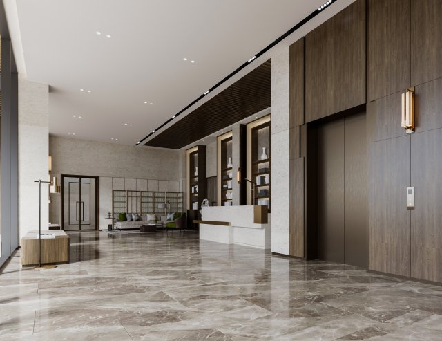Modern company lobby 3D 模型 .c4d .max .obj .3ds .fbx .stl .blend 