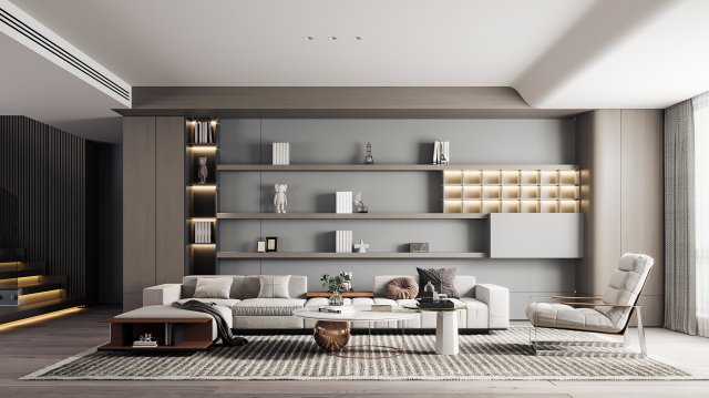 Modern living room 3D Model .c4d .max .obj .3ds .fbx .stl .blend 