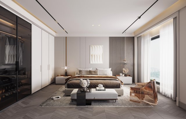 Modern bedroom 3D Model .c4d .max .obj .3ds .fbx .stl .blend 