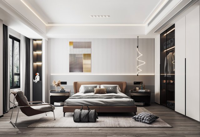 Modern bedroom Modelo 3D .c4d .max .obj .3ds .fbx .stl .blend 