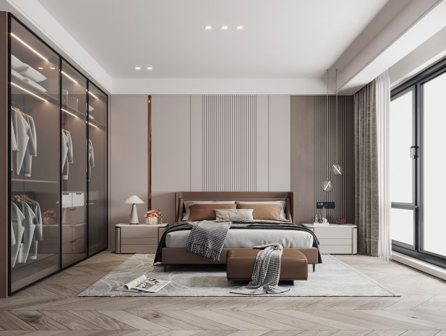 Modern bedroom 3D Model .c4d .max .obj .3ds .fbx .stl .blend
