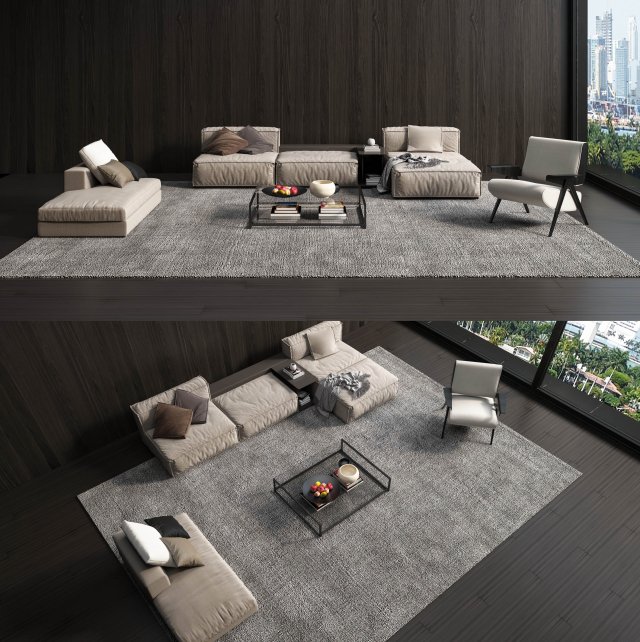 Modern sofa 3D Model .c4d .max .obj .3ds .fbx .stl .blend